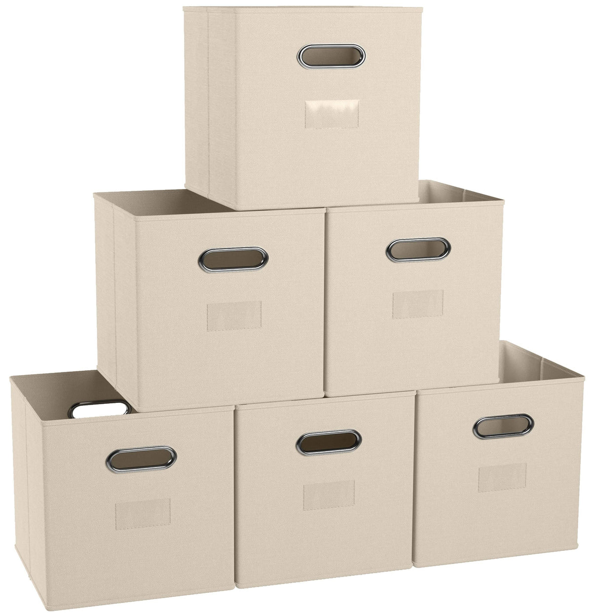 Ornavo Home 6 Pack Storage Cube Bins with Window Pocket ,Beige
